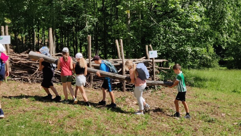 .. auch bei Führungen wird fleißig weiter gebaut, © Naturpark Sparbach